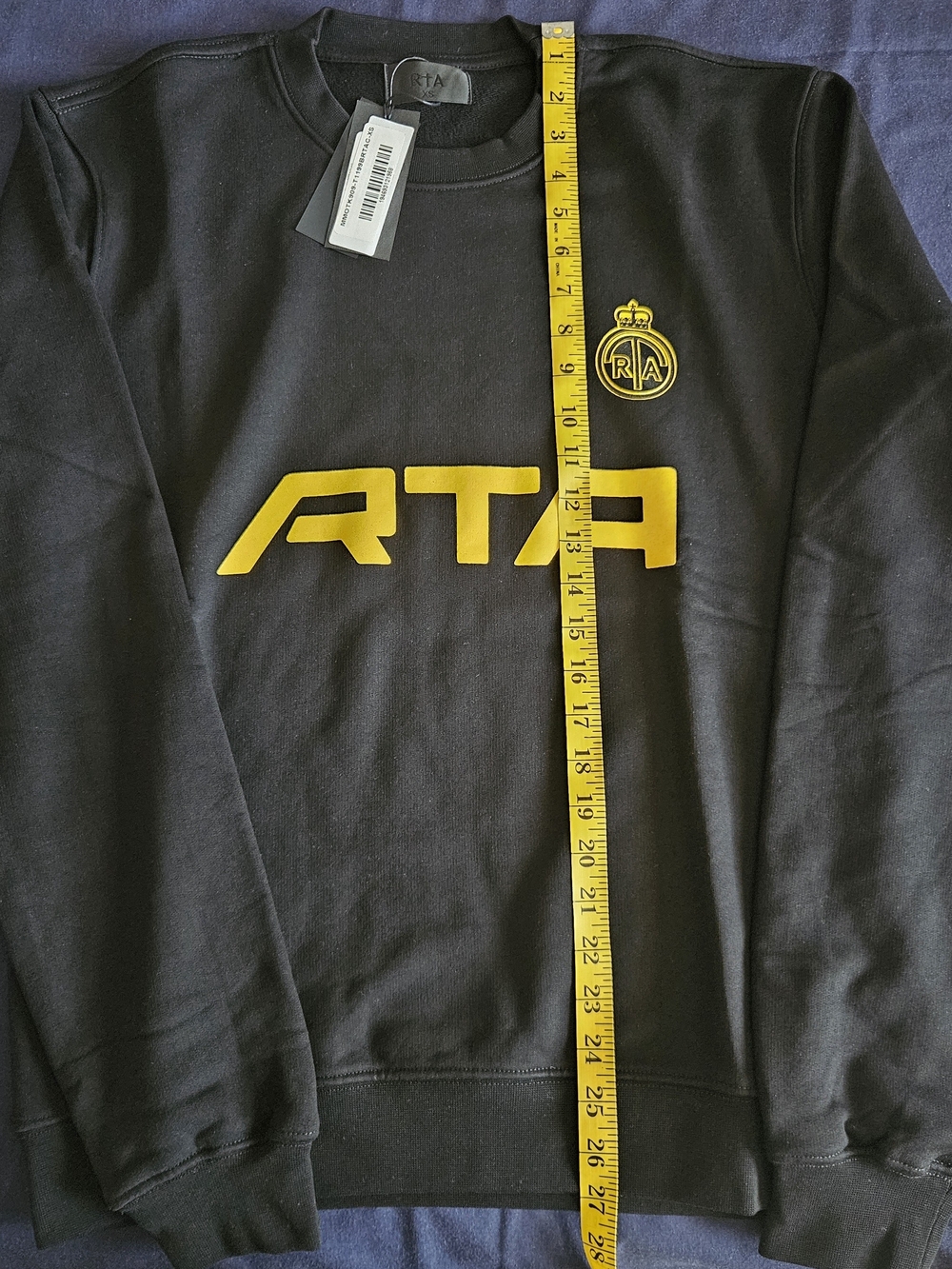 RtA Black Crewneck Sweatshirt with Yellow Logo